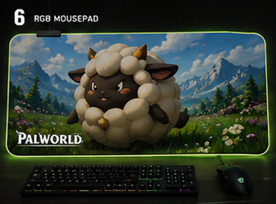 Palworld Lamball RGB Mouse Pad | XXL Gaming Desk Mat