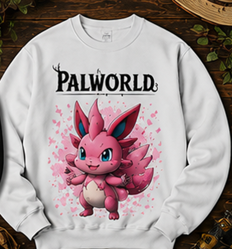 Sweat-shirt mignon Pinky | Col rond de qualité supérieure pour le jeu Palworld