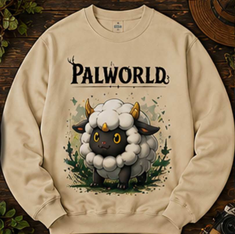 Sweat-shirt douillet Lamball | Col rond de gaming Palworld de qualité supérieure