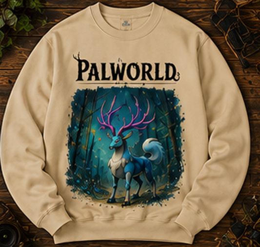Eikthyrdeer Moonlit Forest Crewneck | Premium Palworld Gaming-Sweatshirt
