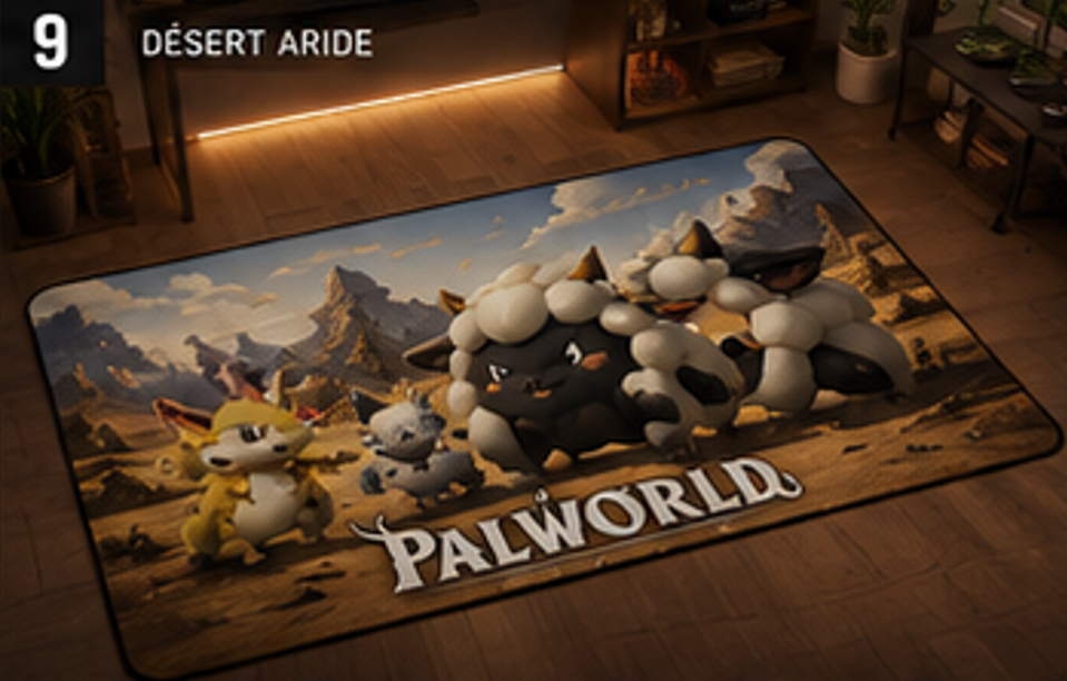 Lamball Desert Adventure Rug | Palworld Gaming Floor Mat & Area Rug