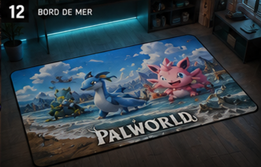 Surfent Coastal Adventure Rug | Palworld Gaming Floor Mat & Area Rug