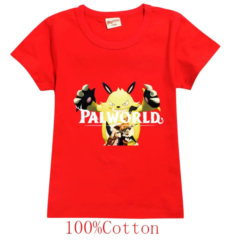 Palworld Kids T-Shirt | Cartoon Gaming Short Sleeve Tee