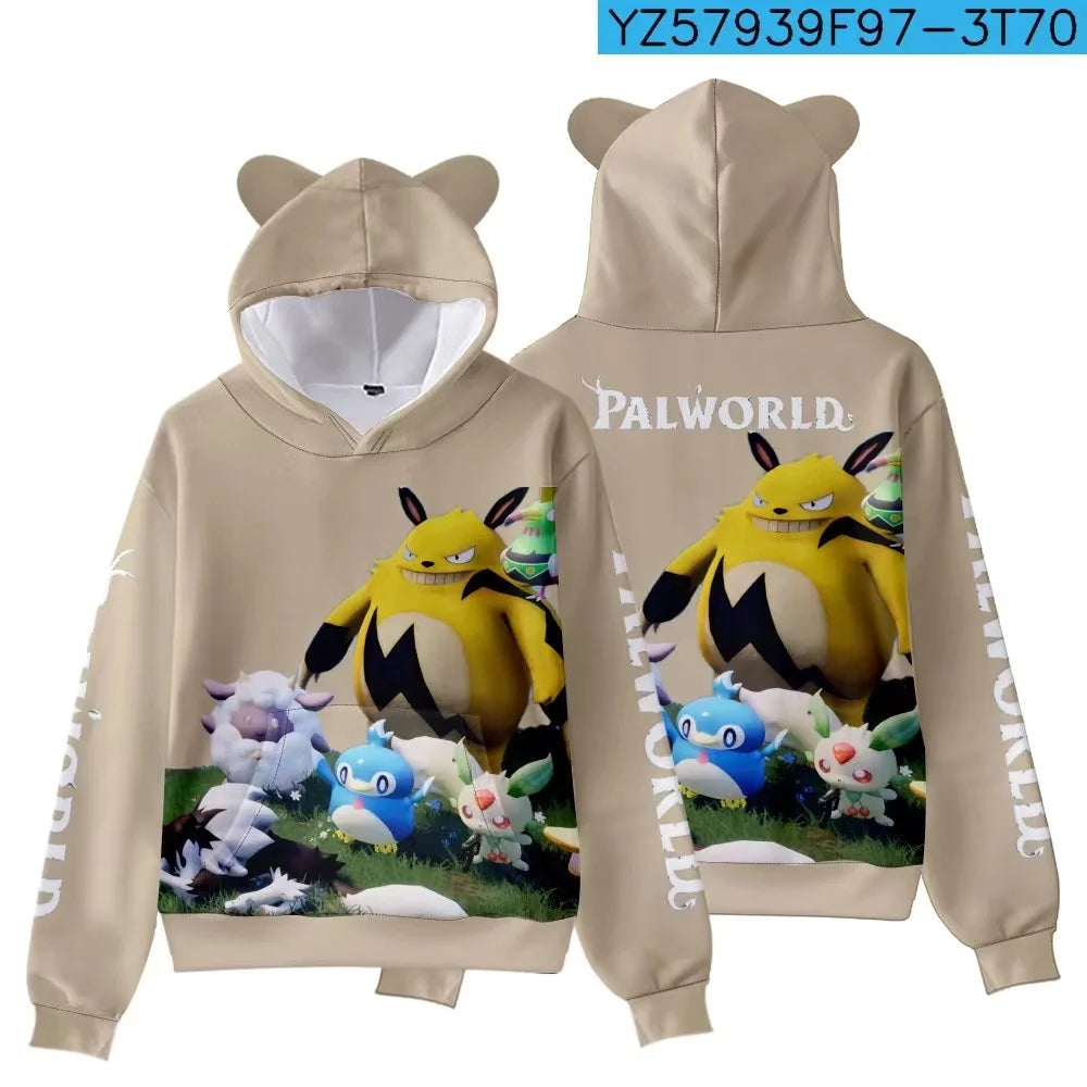 Palworld Character Hoodie | 3D Gaming Pullover for Kids & Adults
