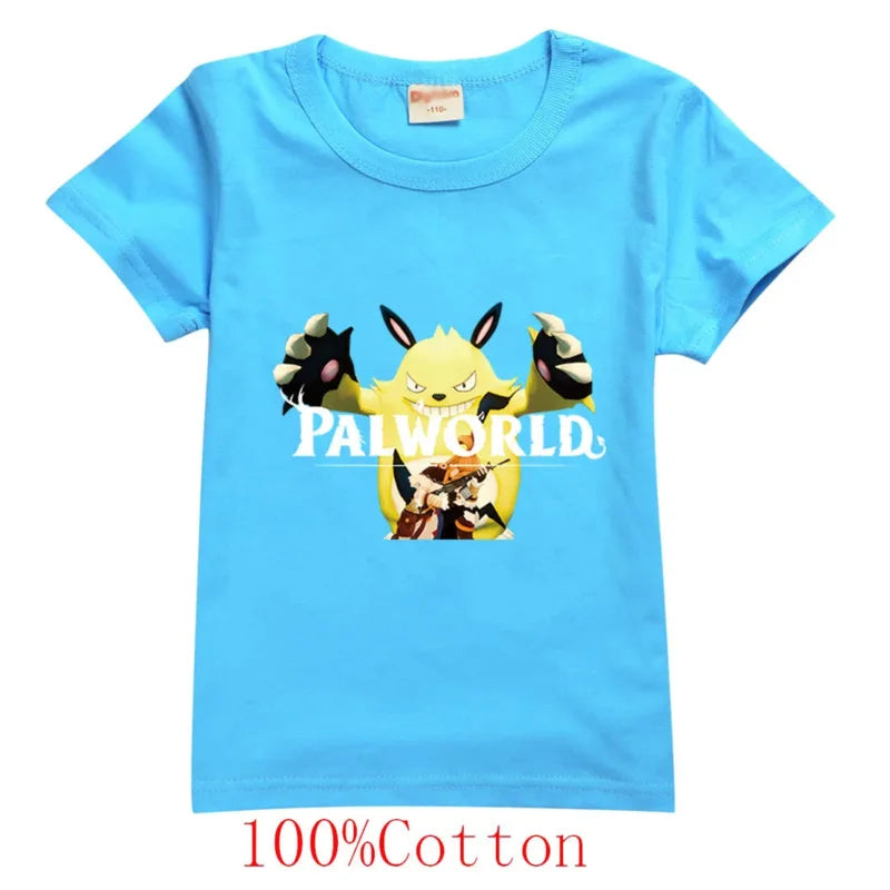 Palworld Kids T-Shirt | Cartoon Gaming Short Sleeve Tee