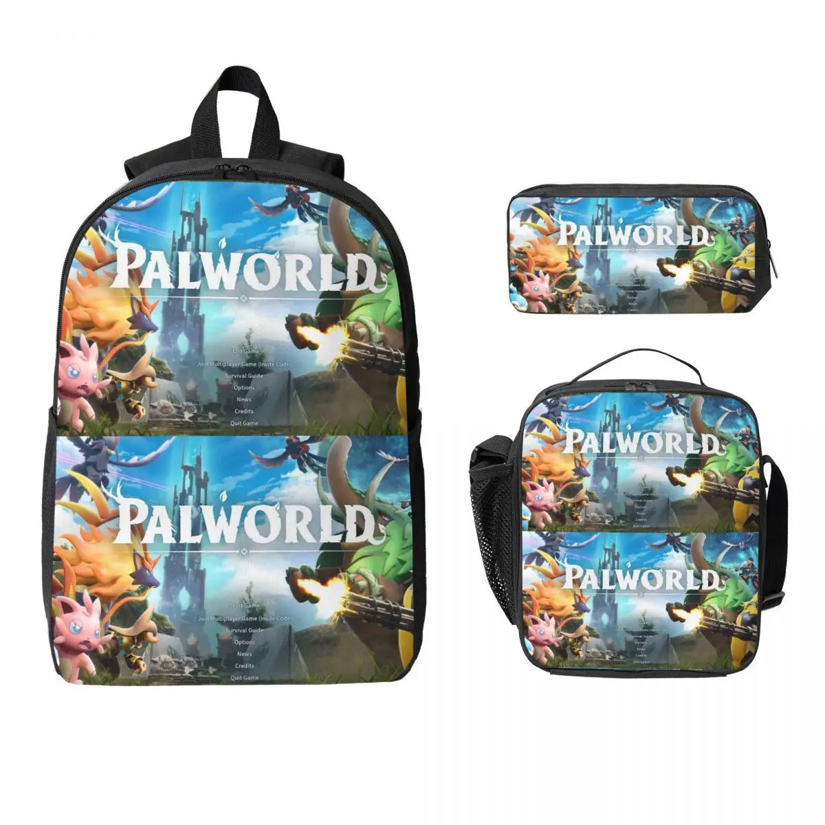 Palworld Backpack Set | 3PCS School Bag, Lunch Bag & Pencil Case