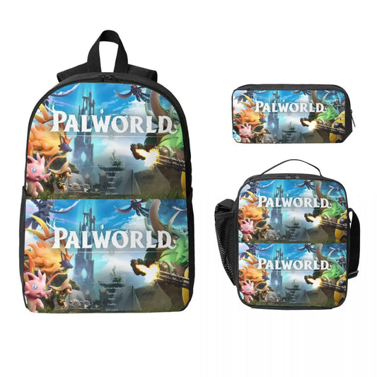 Palworld Backpack Set | 3PCS School Bag, Lunch Bag & Pencil Case