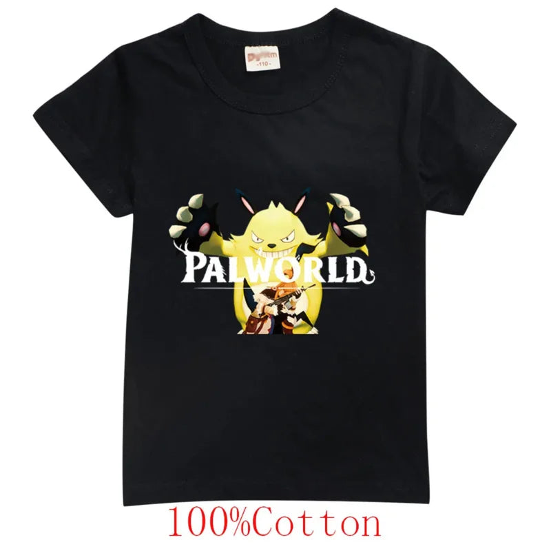 Palworld Kids T-Shirt | Cartoon Gaming Short Sleeve Tee