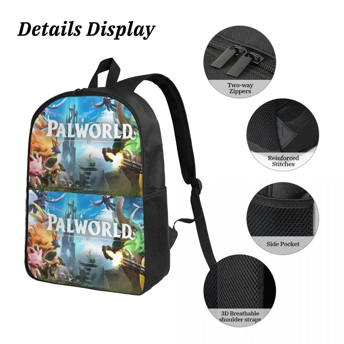 Palworld Backpack Set | 3PCS School Bag, Lunch Bag & Pencil Case