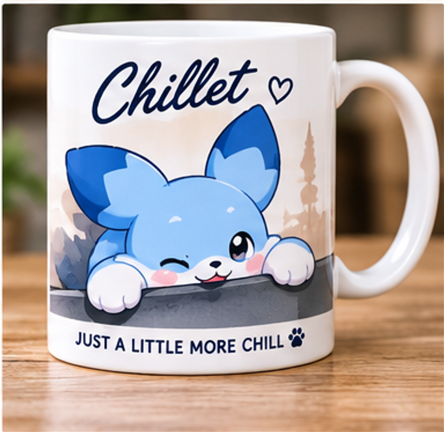 Chillet Palworld mug with cute resting character design